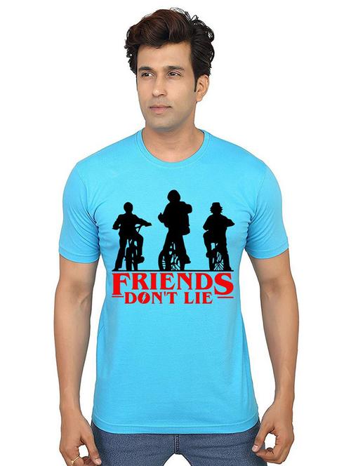 light blue front printed casual t-shirt - 21015787 - Very Small Image - 1