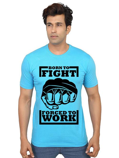 light blue cotton front print tshirt - 21015812 - Very Small Image - 1
