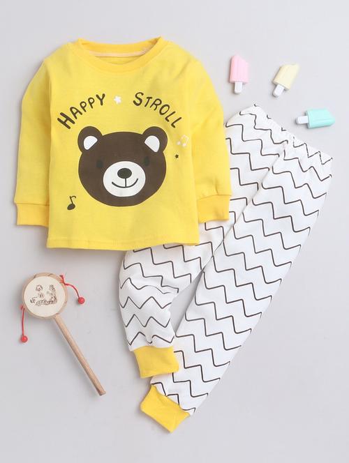 yellow printed detailed t-shirt 7 joggers set - 21016152 - Very Small Image - 1