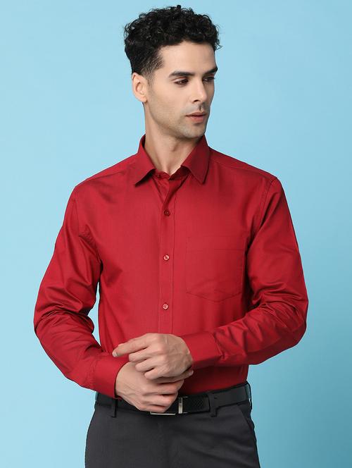 men solid red formal shirt - 21016205 - Very Small Image - 1