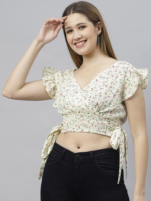 pastel yellow viscose crop top - 21016486 - Very Small Image - 1