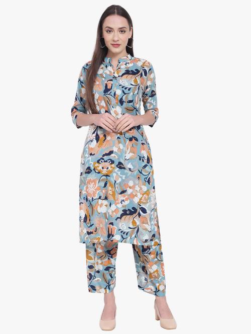 floral printed blue co-ord set - 21016943 - Very Small Image - 1