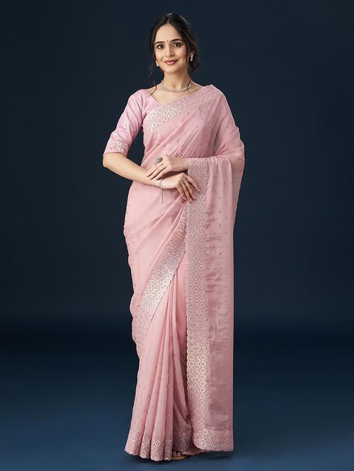 rosewater embroidered saree - 21017058 - Very Small Image - 1