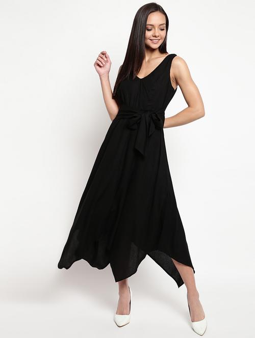 solid black detailed maxi dress - 21017159 - Very Small Image - 1