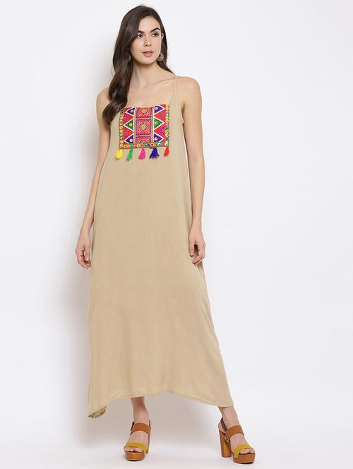 nude brown embroidered detailed dress - 21017208 - Very Small Image - 1