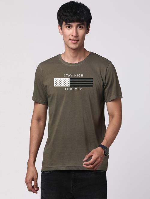 olive cotton chest print tshirt - 21017585 - Very Small Image - 1