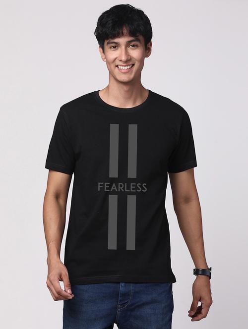 black cotton chest print tshirt - 21017594 - Very Small Image - 1