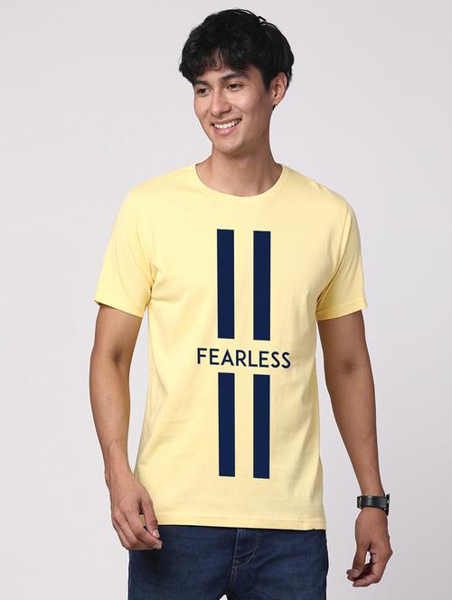 yellow cotton chest print tshirt - 21017596 - Very Small Image - 1