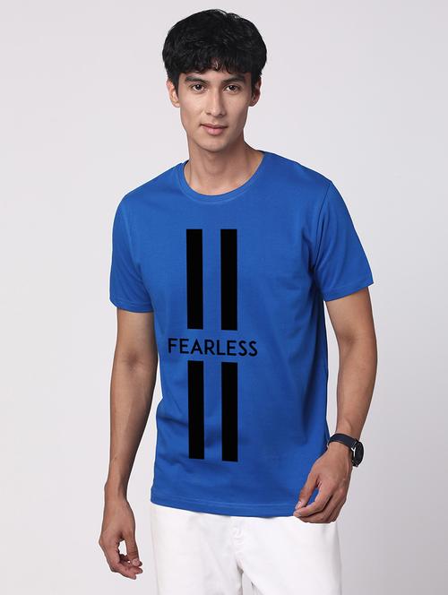 blue cotton chest print tshirt - 21017604 - Very Small Image - 1