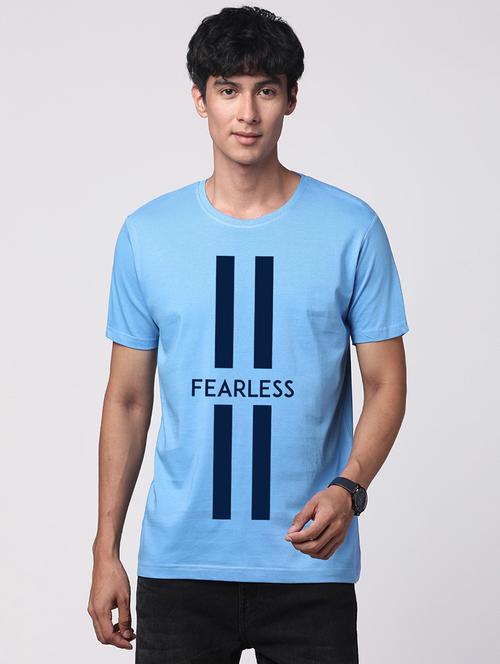light blue cotton chest print tshirt - 21017607 - Very Small Image - 1