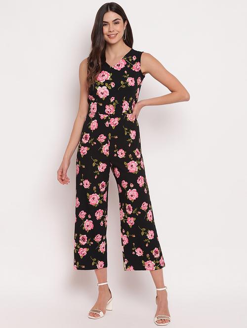 women black floral printed full leg jumpsuit - 21017675 - Very Small Image - 1