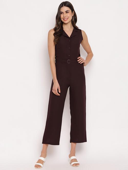women solid lapel collar sleeveless jumpsuit - 21017678 - Very Small Image - 1