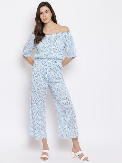 women printed off shoulder jumpsuit - 21017683 - Very Small Image - 1