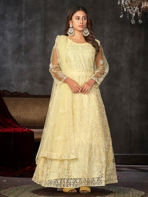 embroidered ethnic gown with dupatta - 21018619 - Very Small Image - 1