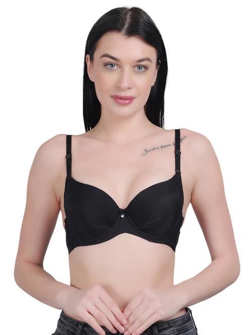 solid black underwired push up bra - 21018815 - Very Small Image - 1