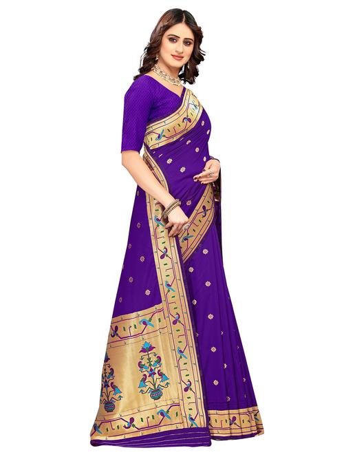 purple silk patola saree - 21019167 - Very Small Image - 1