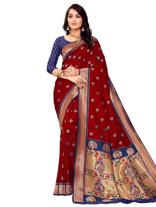 red silk patola saree with blouse - 21019448 - Very Small Image - 1