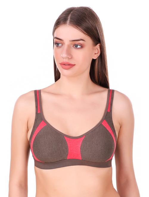brown cotton blend tshirt bra - 21021398 - Very Small Image - 1