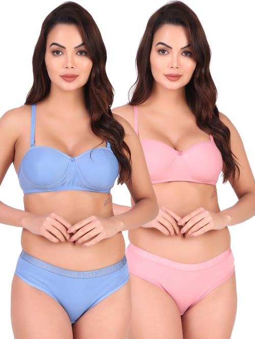 women pack of 2 bras and panty set - 21021552 - Very Small Image - 1
