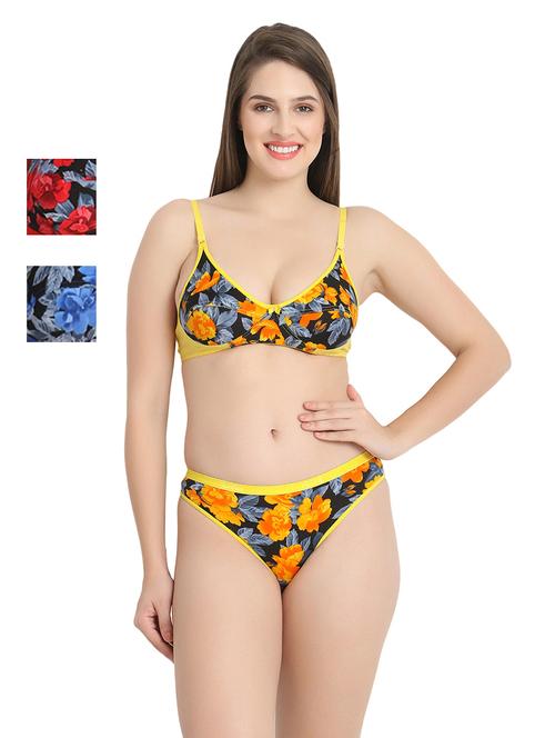 pack of 3 multi colored bra panty set - 21021733 - Very Small Image - 1
