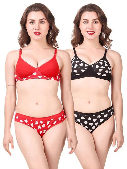pack of 2 multi colored bra panty set - 21021804 - Very Small Image - 1