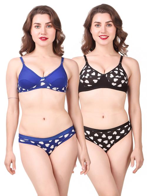 pack of 2 multi colored bra panty set - 21021810 - Very Small Image - 1