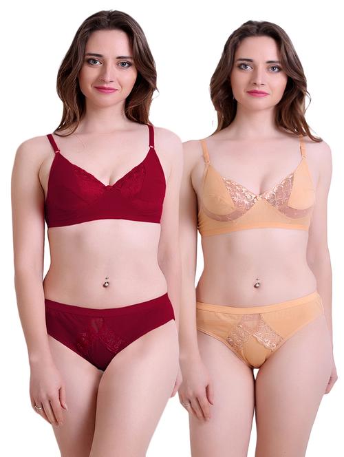 women set of 2 bras and panty set - 21021829 - Very Small Image - 1