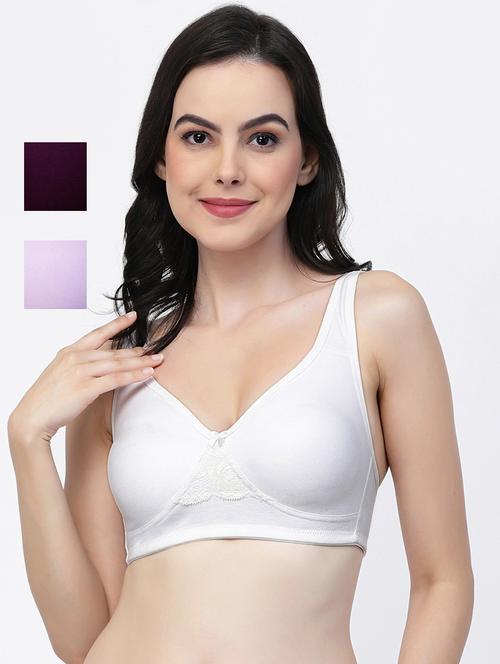 pack of 3 solid multi coloured regular bra - 21022044 - Very Small Image - 1