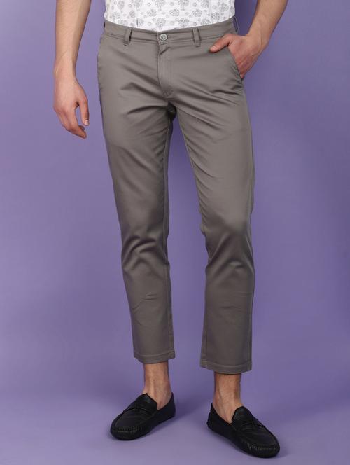 men solid ankle length chinos - 21022475 - Very Small Image - 1
