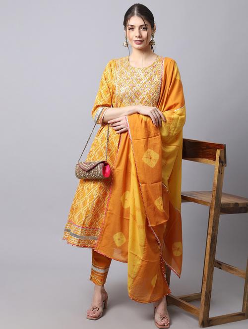 women yellow kurta pant set with dupatta - 21022568 - Very Small Image - 1