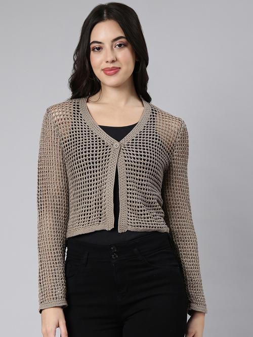 olive acrylic shrug - 21023338 - Very Small Image - 1