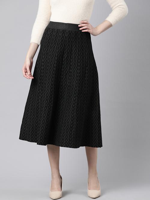 women mid-rise self-designed flared skirt - 21023379 - Very Small Image - 1