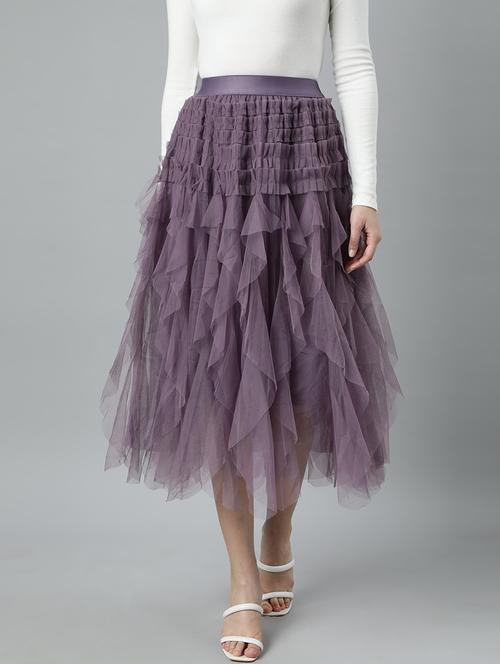 women mid-rise solid flared skirt - 21023397 - Very Small Image - 1