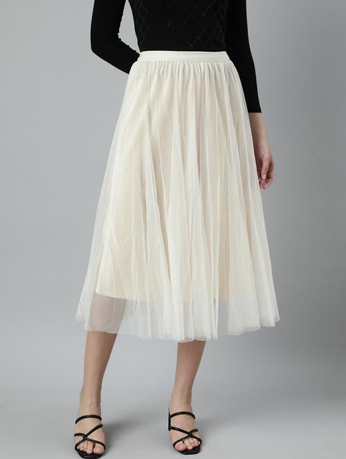 women mid-rise solid flared skirt - 21023450 - Very Small Image - 1