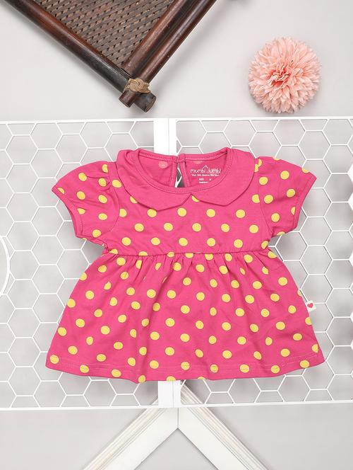 kids pink printed detailed frock - 21023966 - Very Small Image - 1