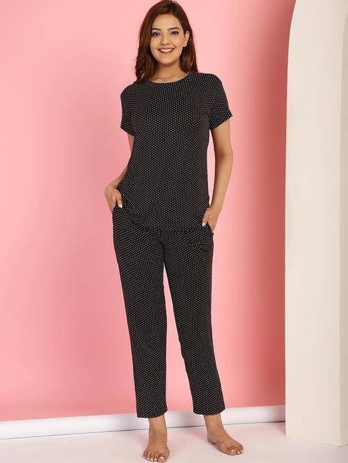 women polka dots cotton pyjama nightwear set - 21024189 - Very Small Image - 1