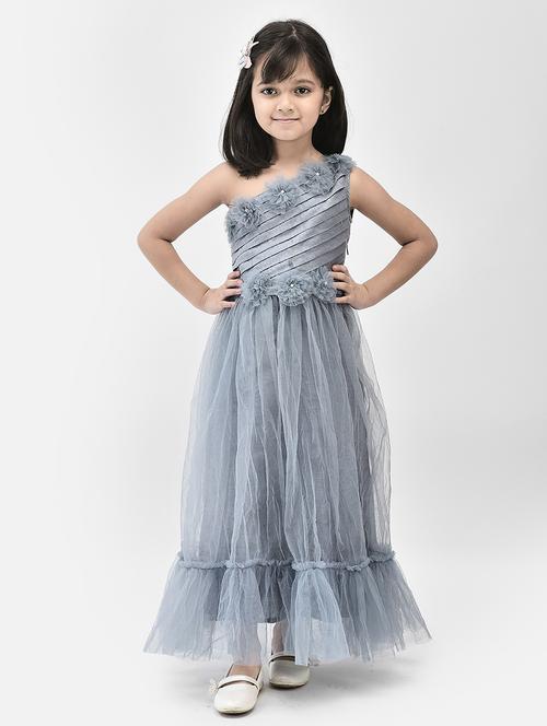 girls net off one shoulder party gown - 21024645 - Very Small Image - 1