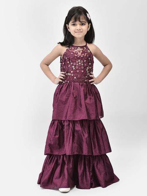 girls magenta embellished frock - 21024648 - Very Small Image - 1
