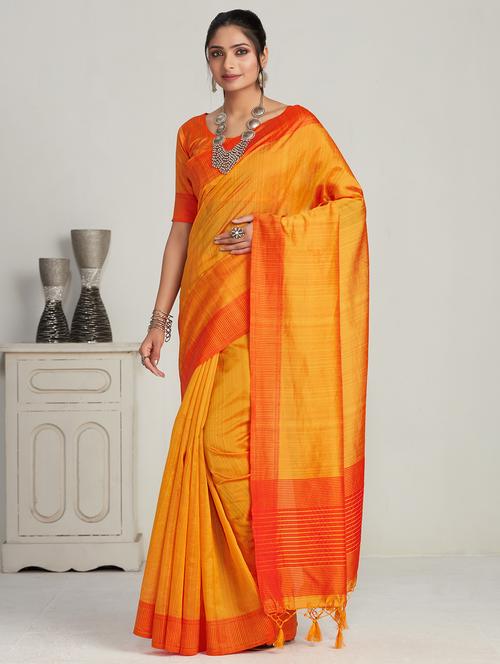 women solid with bordered saree with blouse - 21025130 - Very Small Image - 1