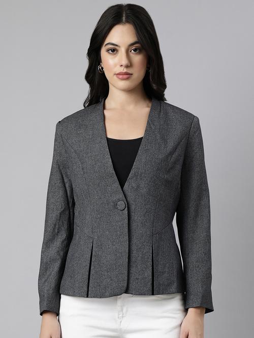 grey cotton blend single breasted blazer - 21025217 - Very Small Image - 1