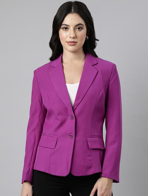 purple cotton blend single breasted blazer - 21025222 - Very Small Image - 1