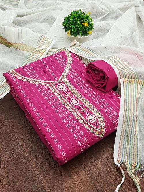 embroidered unstitched suit set - 21025714 - Very Small Image - 1