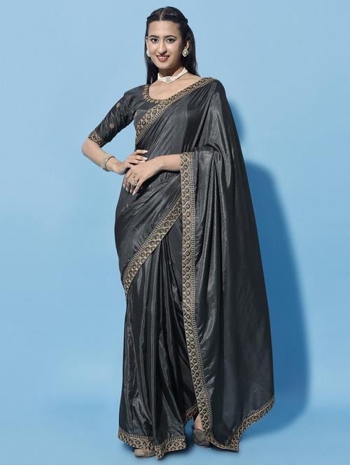 women solid with bordered saree - 21026732 - Very Small Image - 1