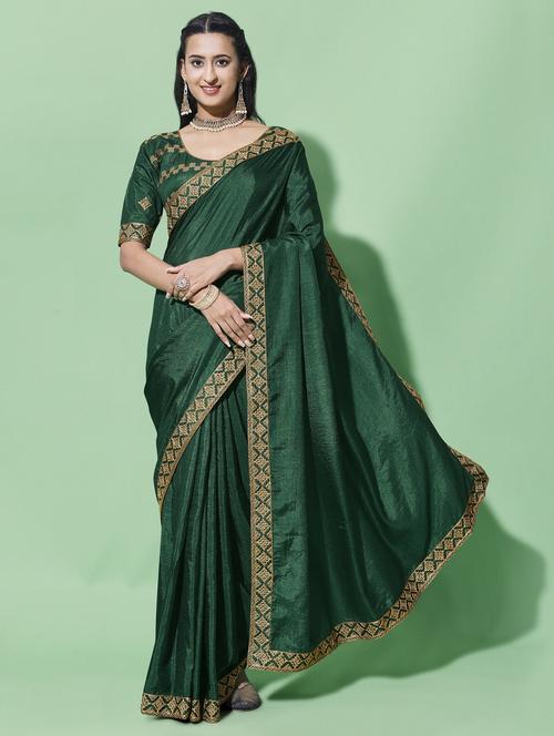 women solid with bordered saree - 21026766 - Very Small Image - 1