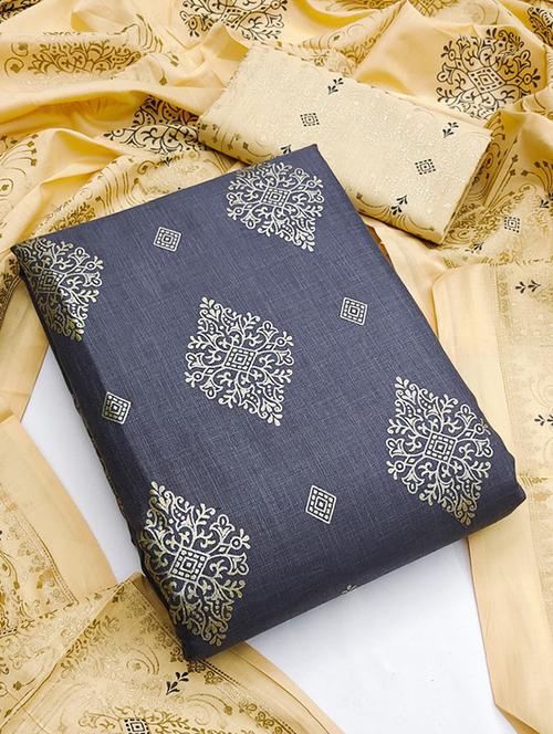 foil printed unstitched suit set - 21027532 - Very Small Image - 1