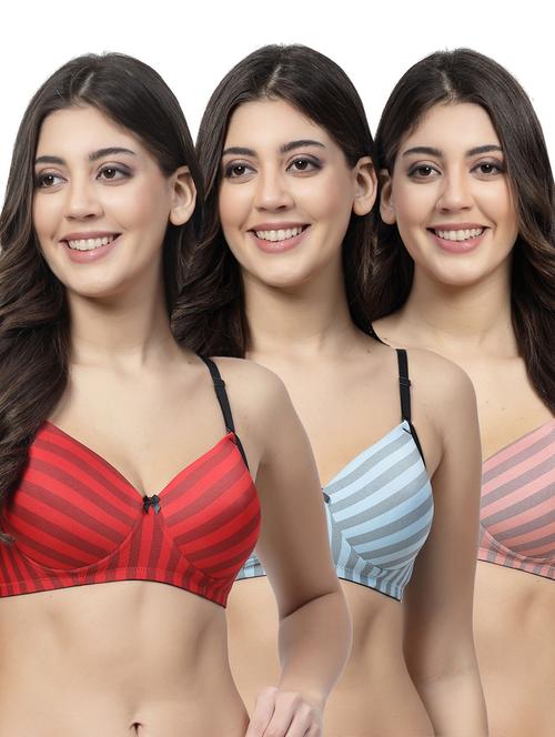 pack of 3 striped t-shirt bras - 21033430 - Very Small Image - 1