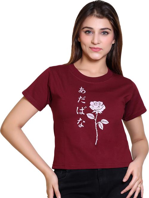 women round neck front print t-shirt - 21033654 - Very Small Image - 1