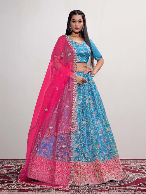 women semi-stitched embroidered lehenga choli with dupatta - 21033779 - Very Small Image - 1