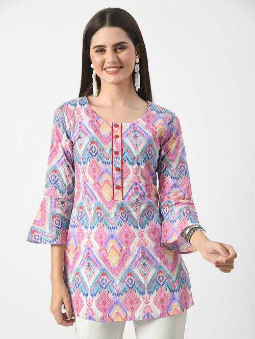 women printed cotton tunic - 21034289 - Very Small Image - 1