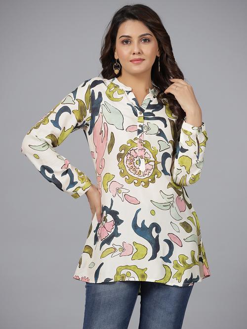off white rayon aline tunic - 21034871 - Very Small Image - 1